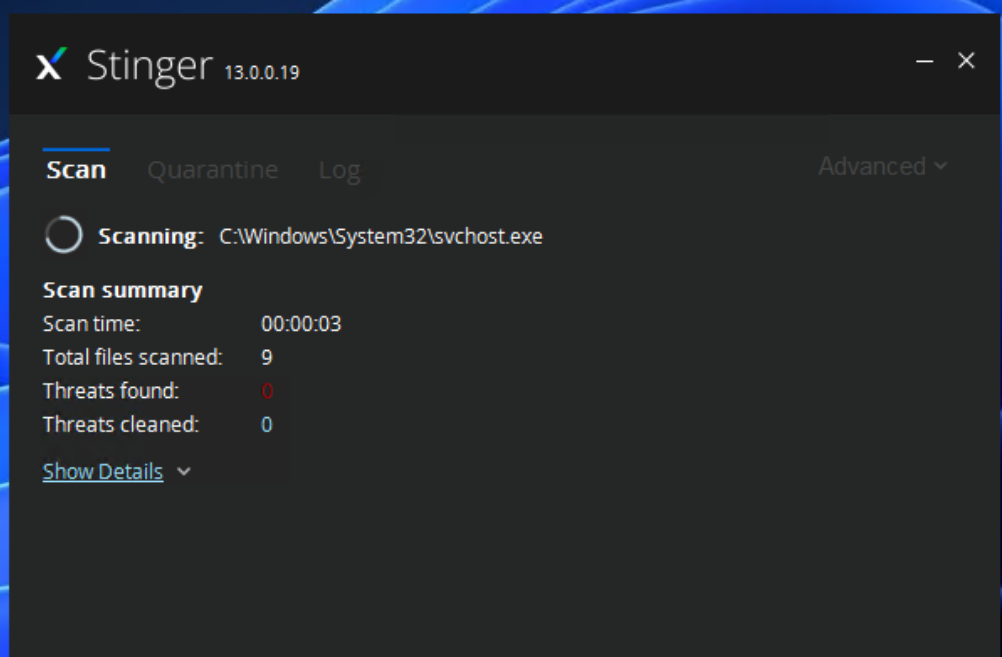 Trellix Stinger screenshot