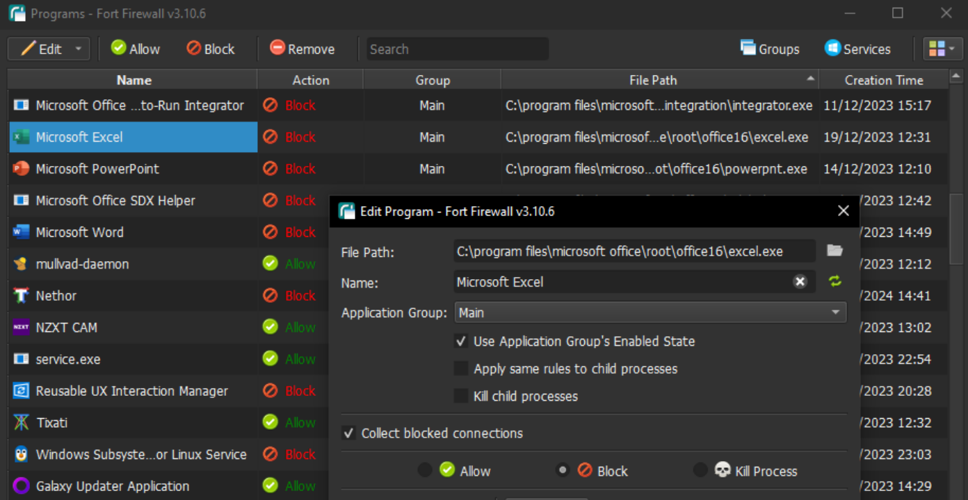 DefendSoft Firewall screenshot
