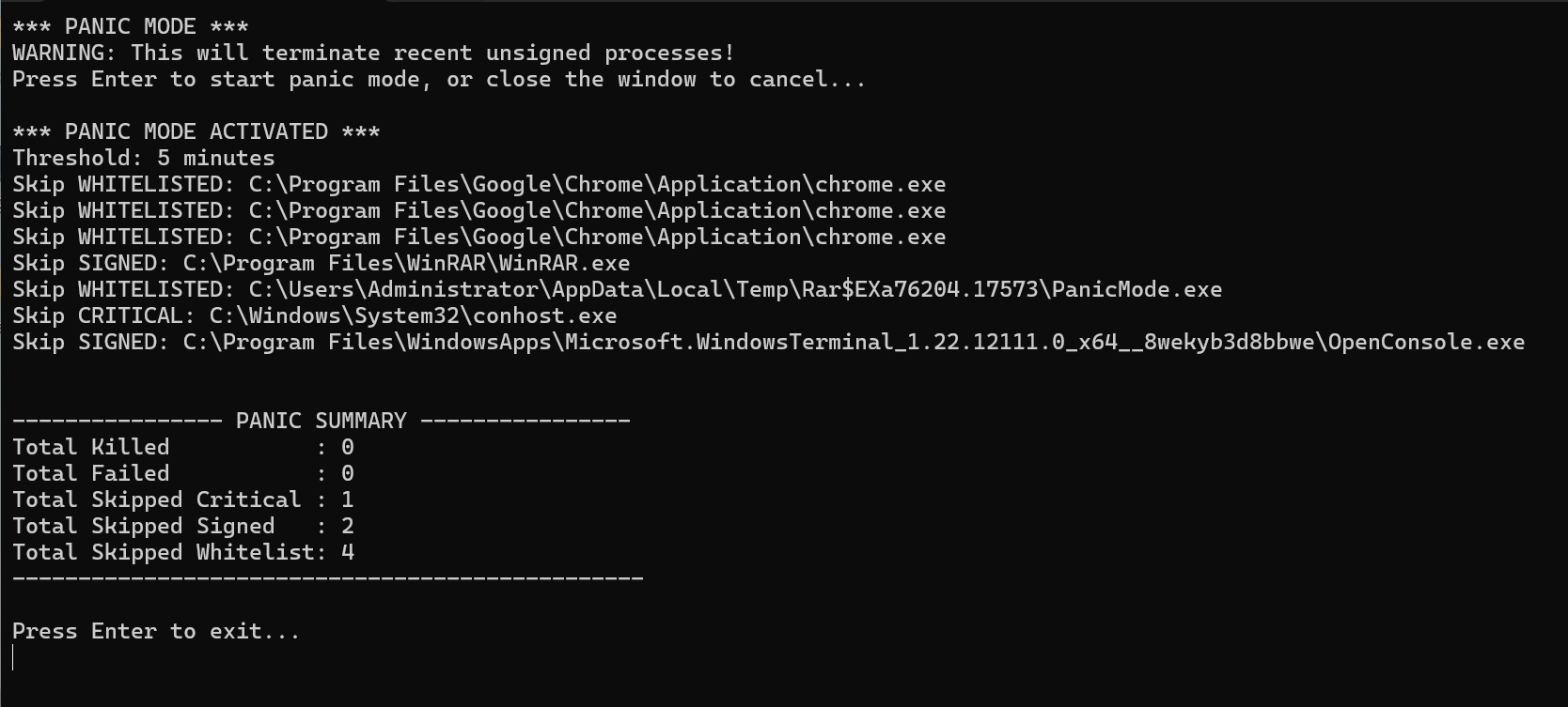 PanicMode screenshot
