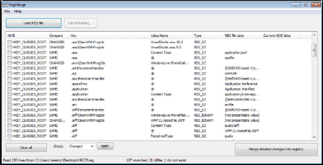 RegMerge screenshot