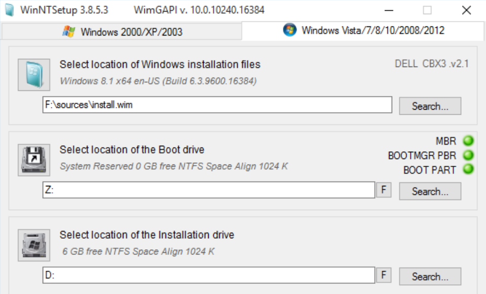 WinNTSetup screenshot