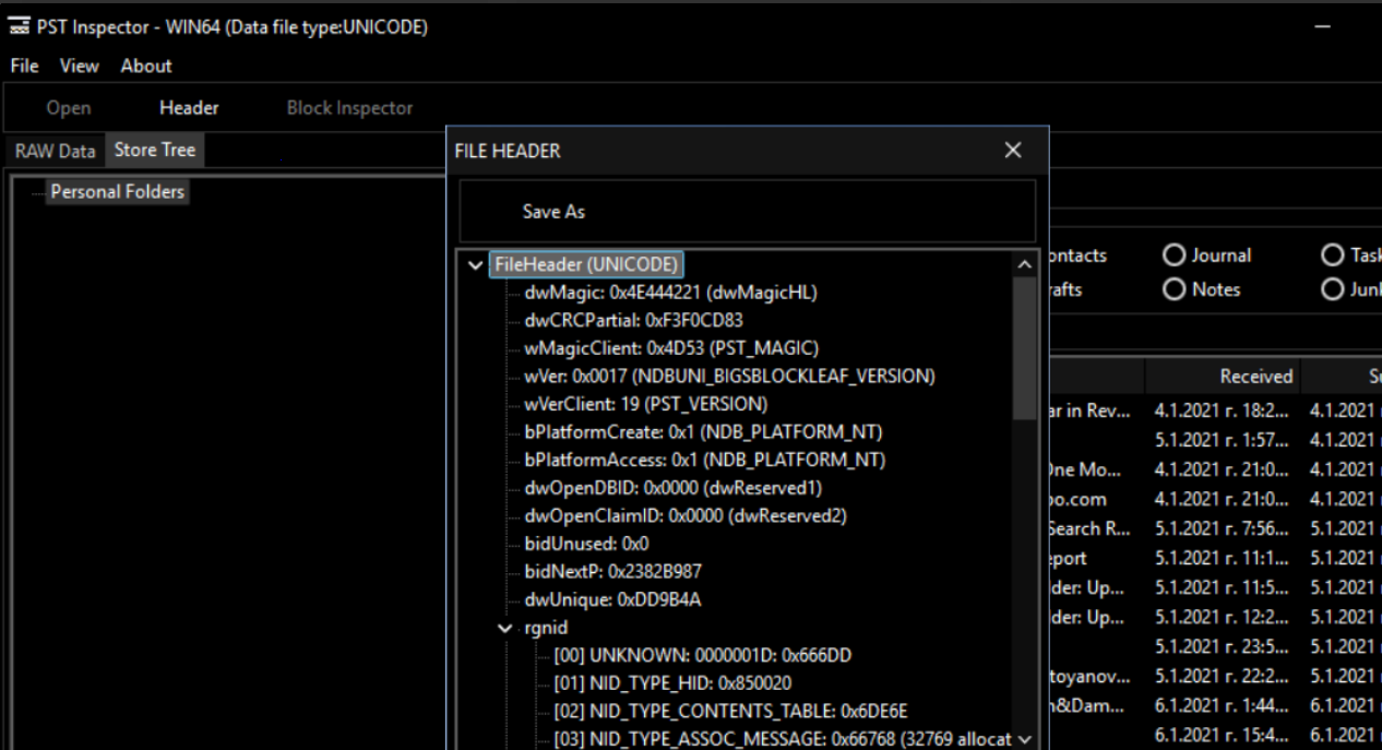 PST Inspector screenshot
