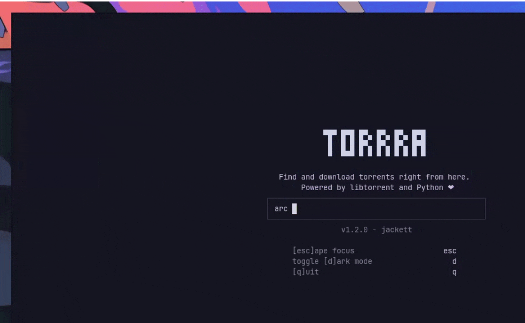 Torrra screenshot