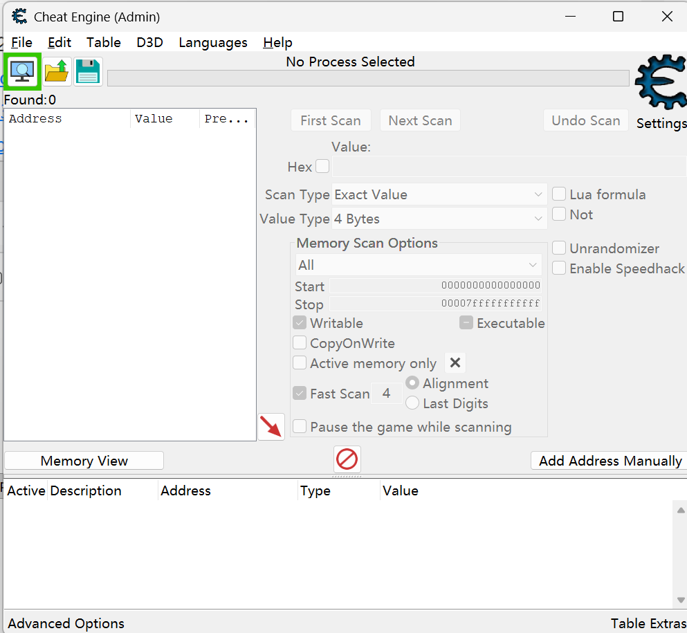 Cheat Engine screenshot