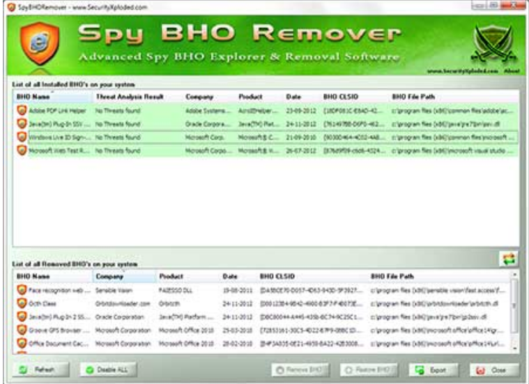 SpyBHORemover screenshot