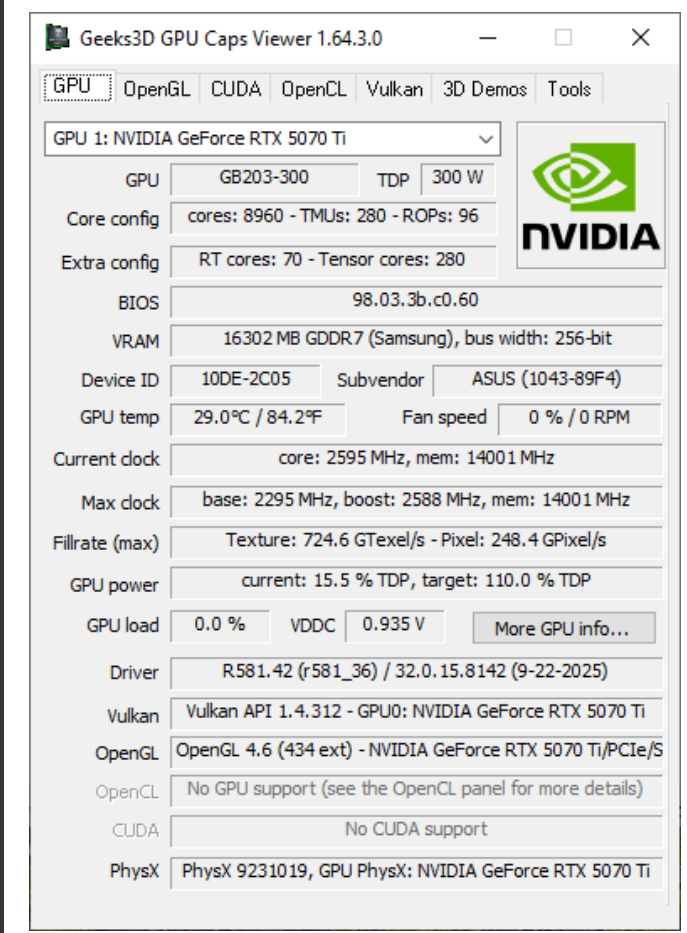 GPU Caps Viewer screenshot