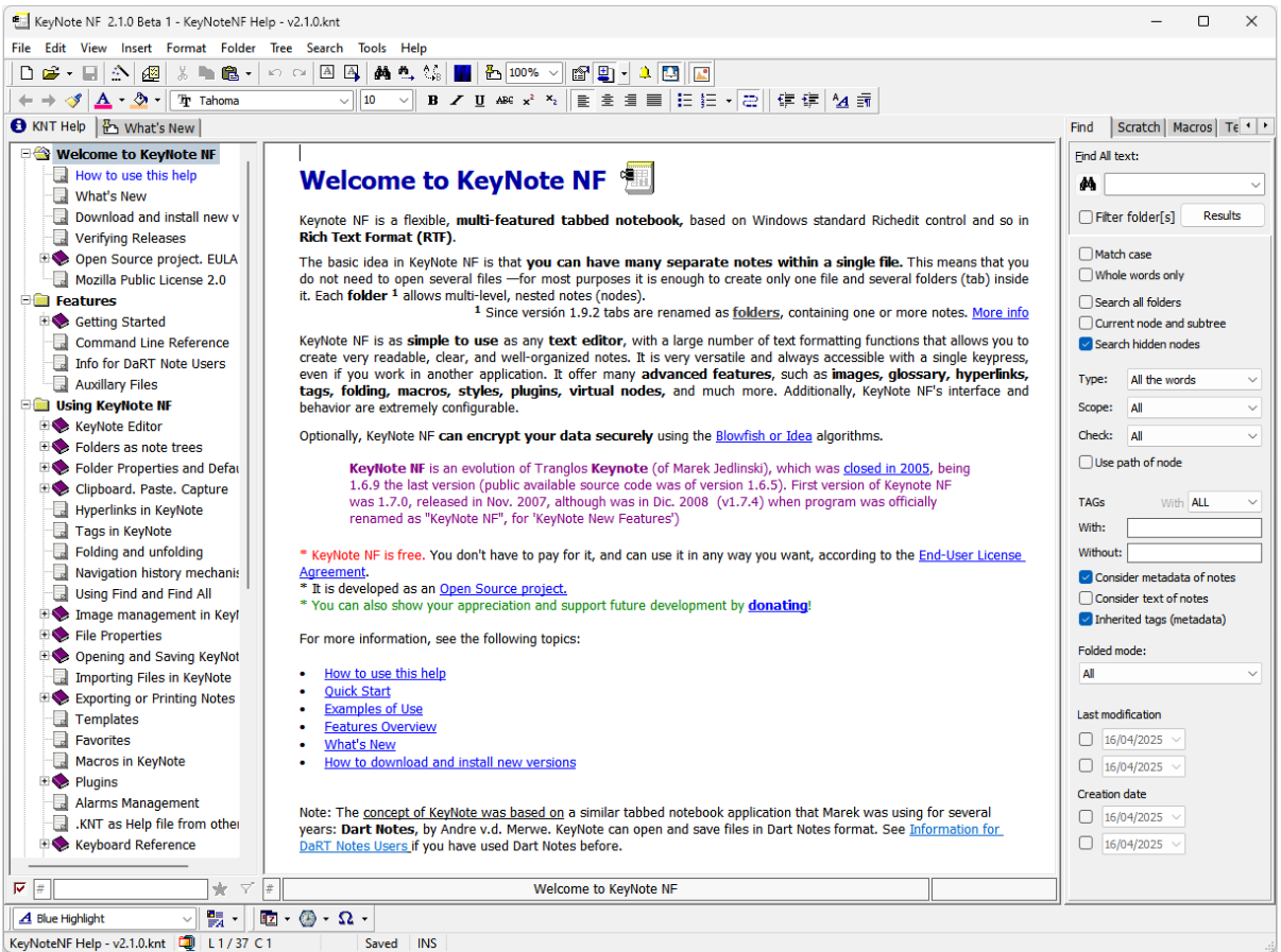 KeyNote NF screenshot