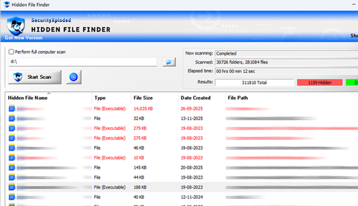 Hidden File Finder screenshot