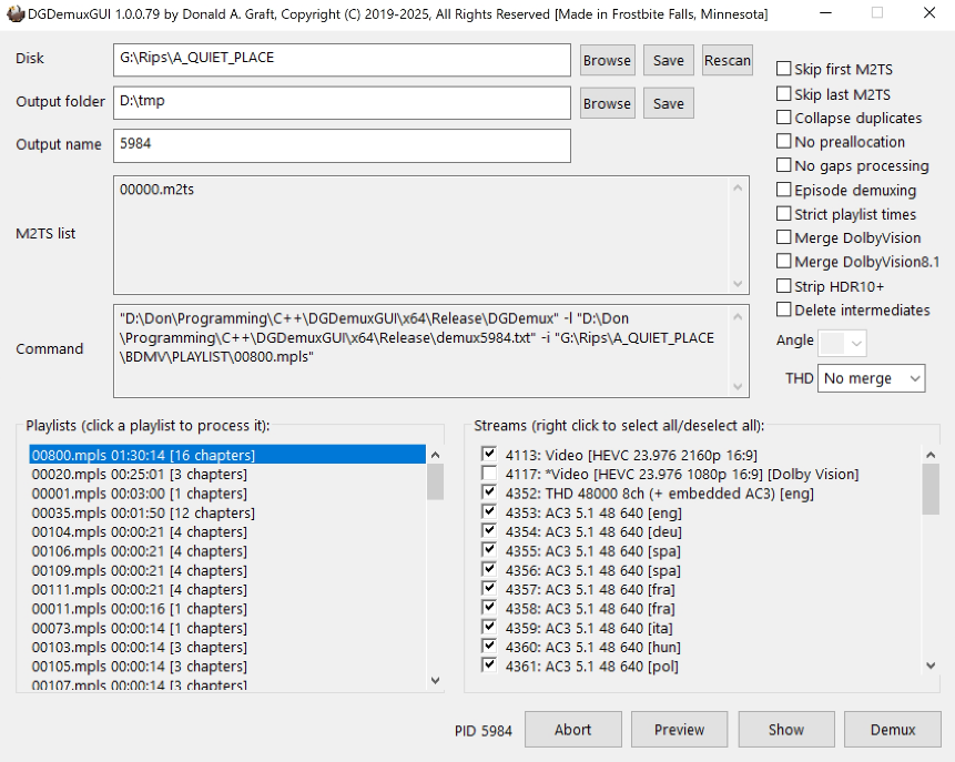 DGDemux screenshot