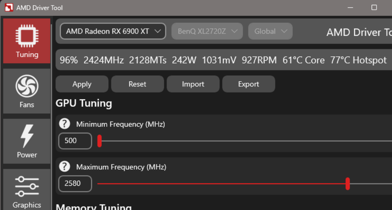 RadeonTuner screenshot