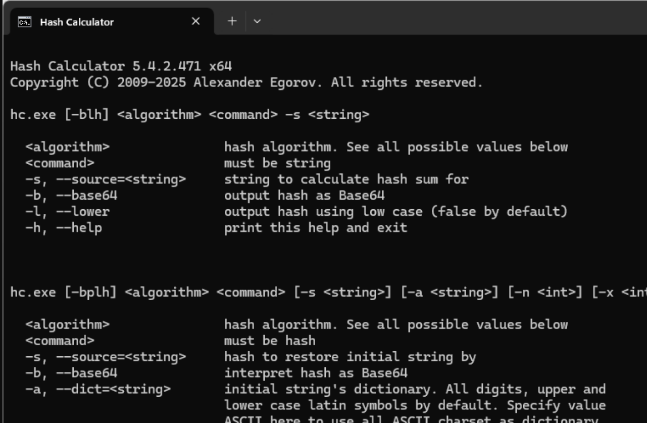Hash Calculator screenshot