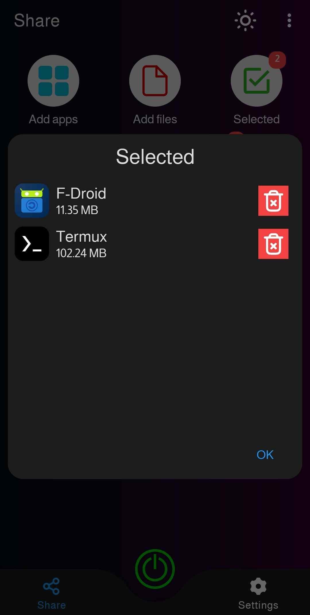 Sharing screenshot