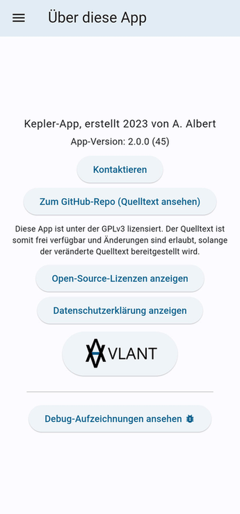 Kepler-App screenshot