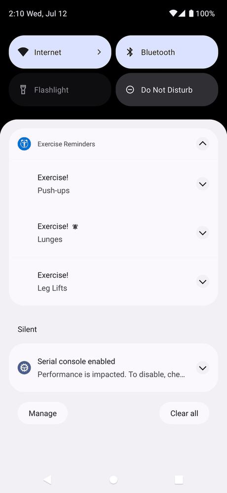 Exercise Reminders screenshot