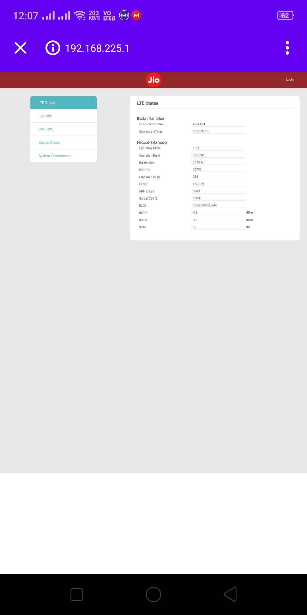 JioFi Battery Notifier screenshot