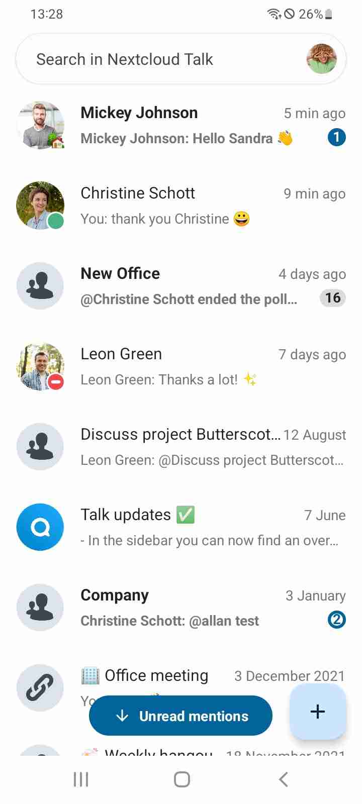Nextcloud Talk screenshot