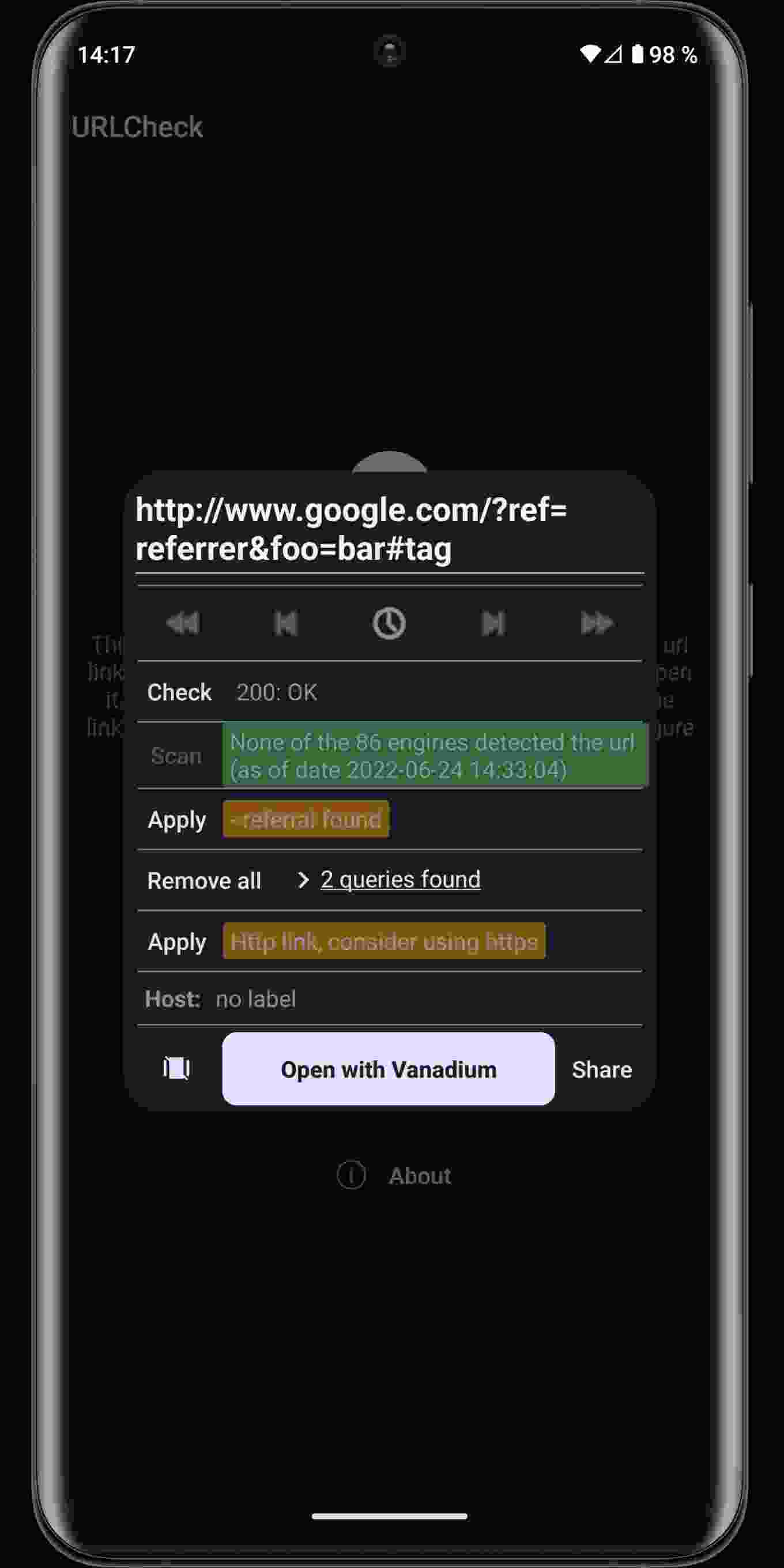 URLCheck screenshot