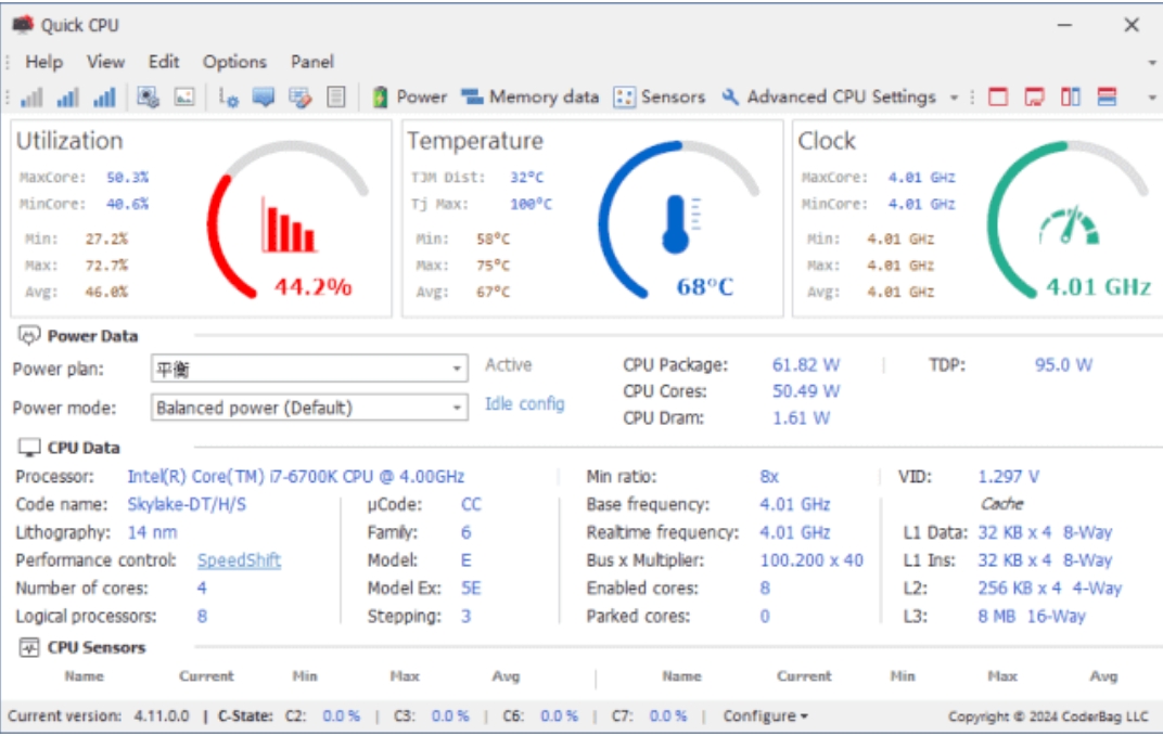 Quick CPU screenshot