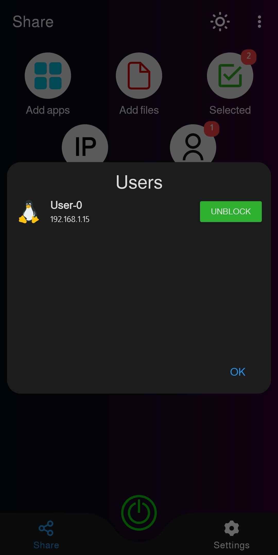Sharing screenshot