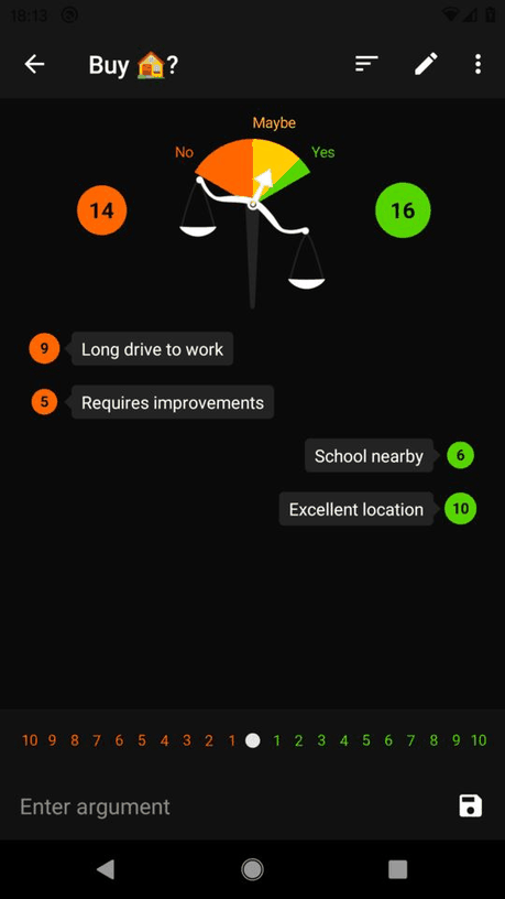 Decisions screenshot