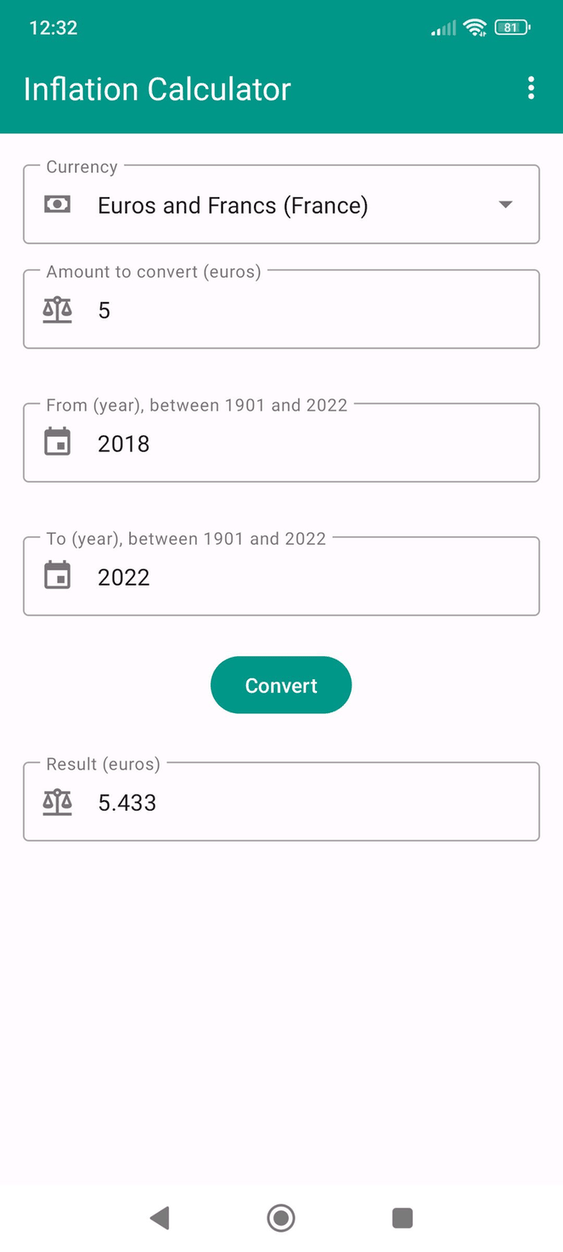 Inflation Calculator screenshot