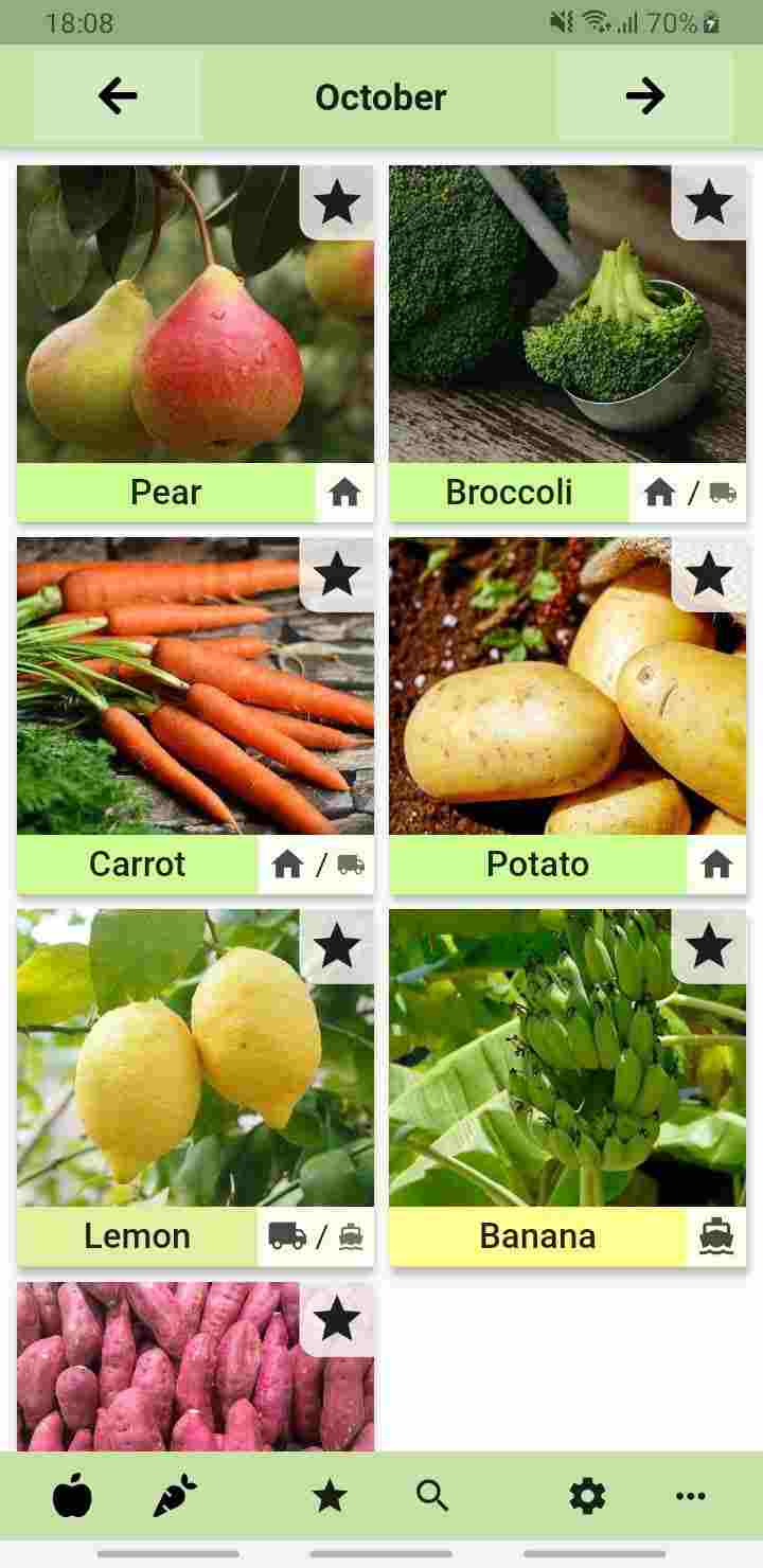 Seasonal Foods Calendar screenshot