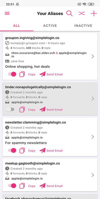 SimpleLogin | Anti-spam screenshot
