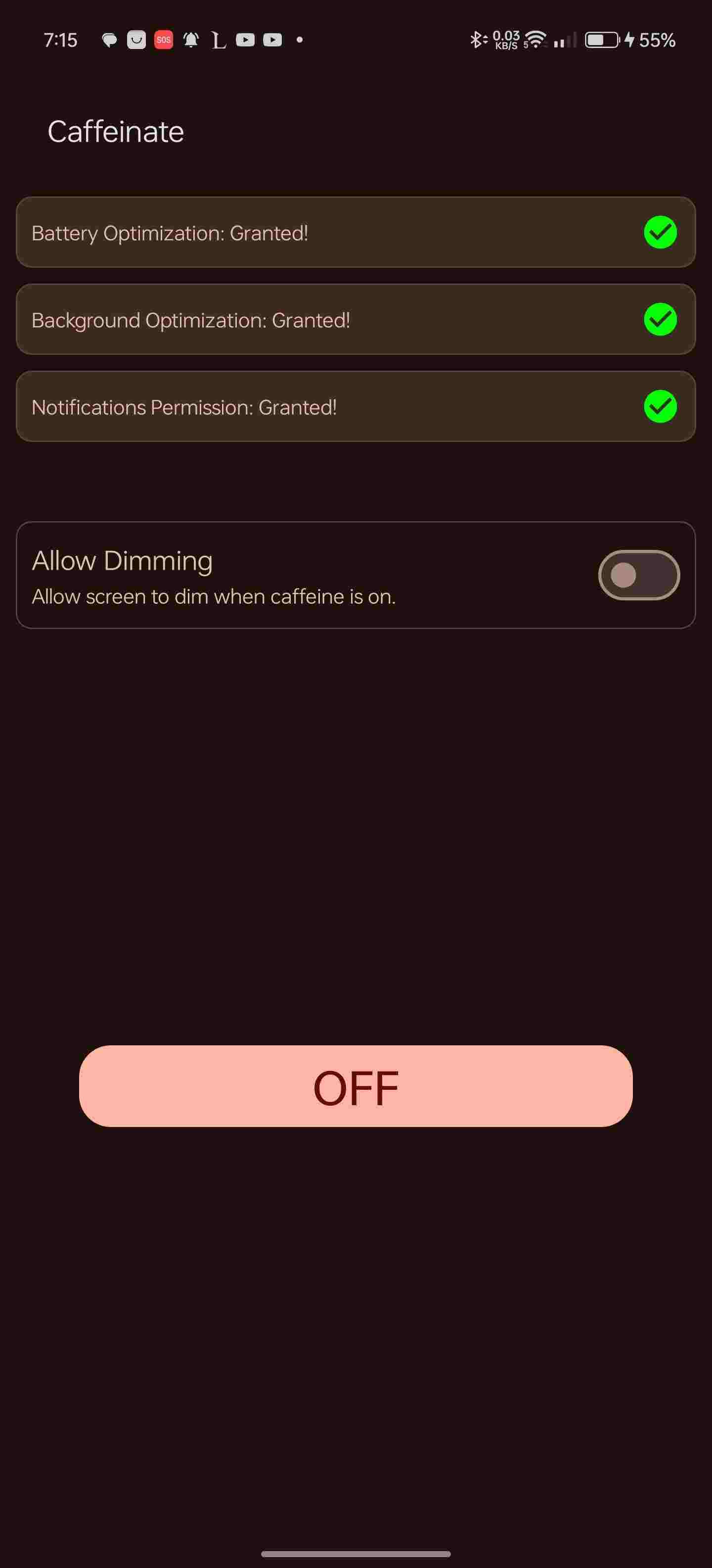 Caffeinate screenshot
