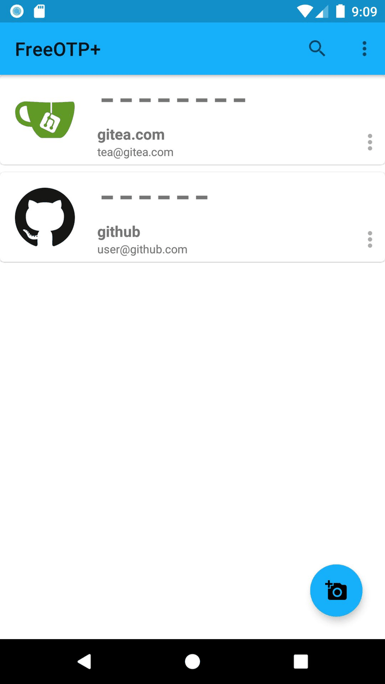 FreeOTP+ screenshot