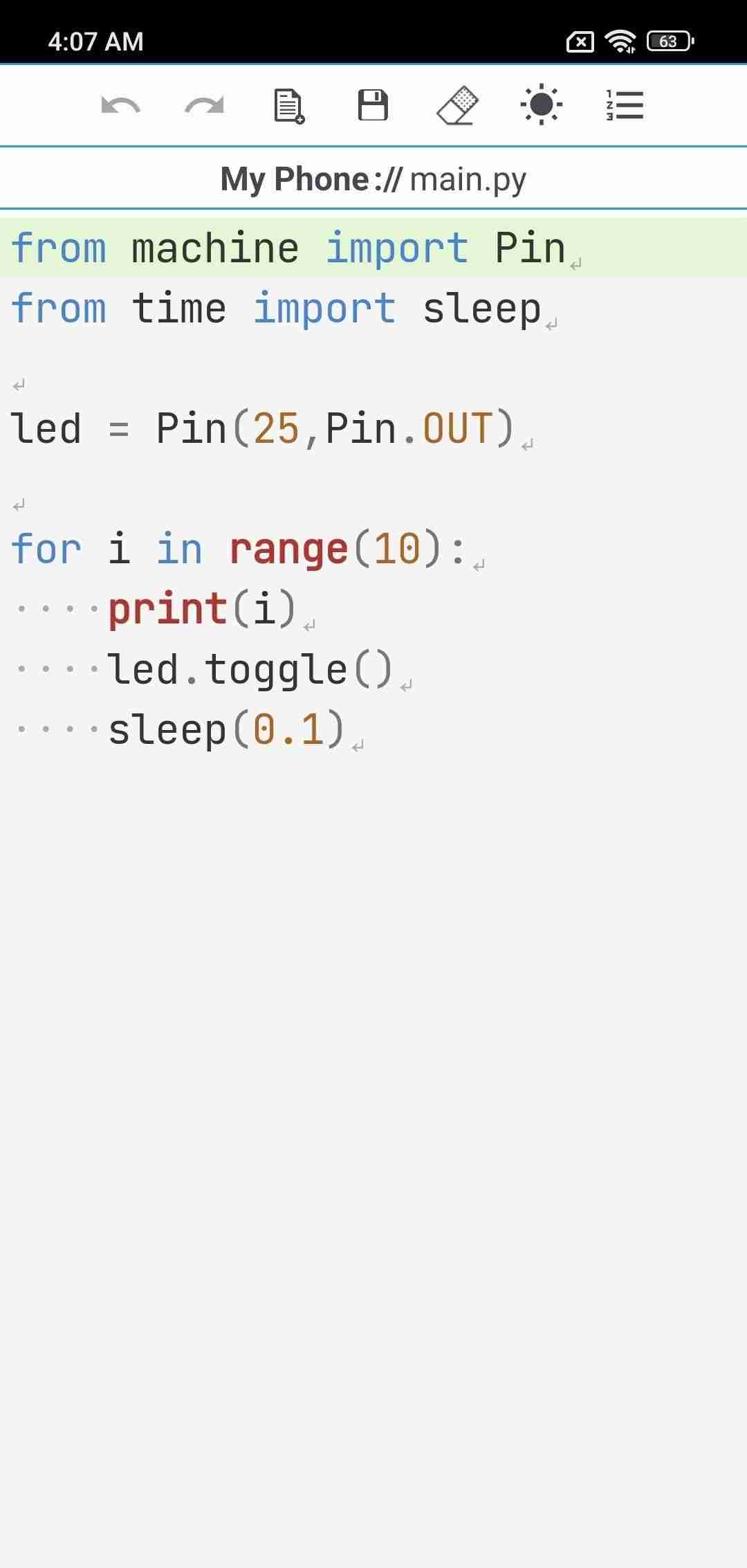 Micro REPL screenshot