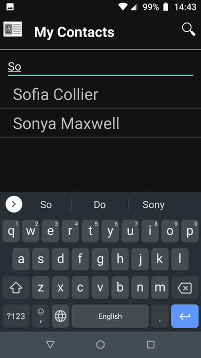 Contacts screenshot