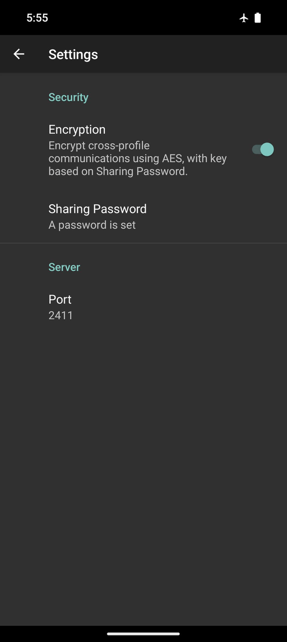 Inter Profile Sharing screenshot