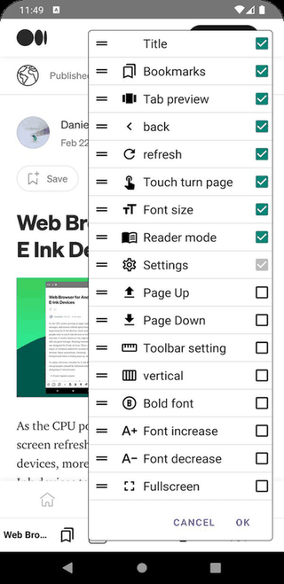 EinkBro screenshot