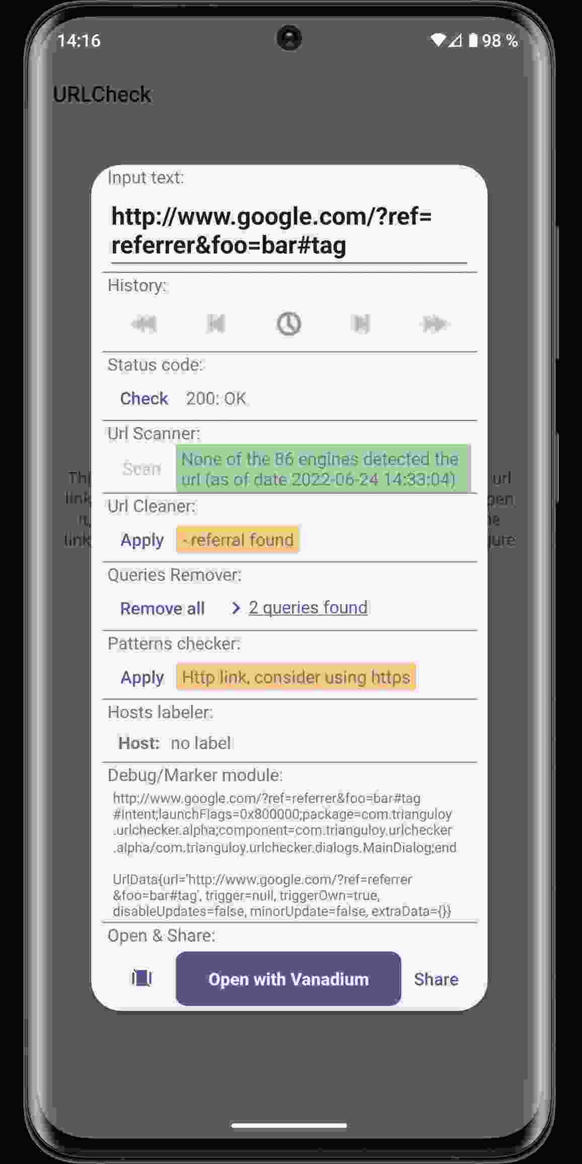 URLCheck screenshot