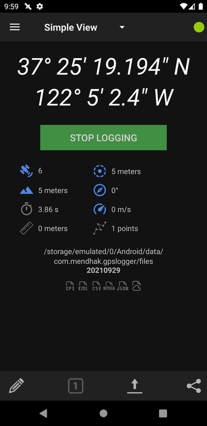 GPSLogger screenshot