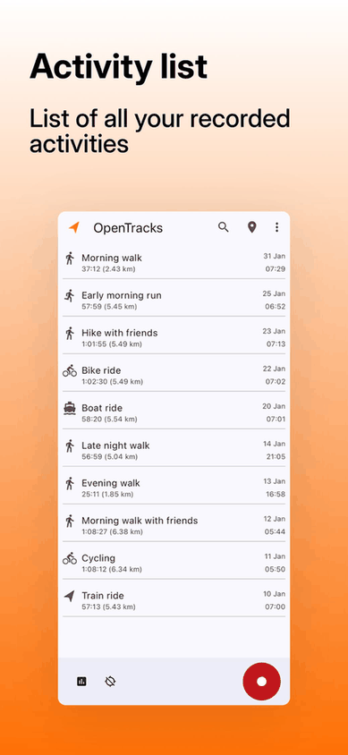 OpenTracks (Reproducible build) screenshot