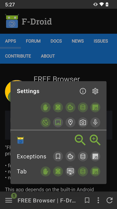 FREE Browser screenshot