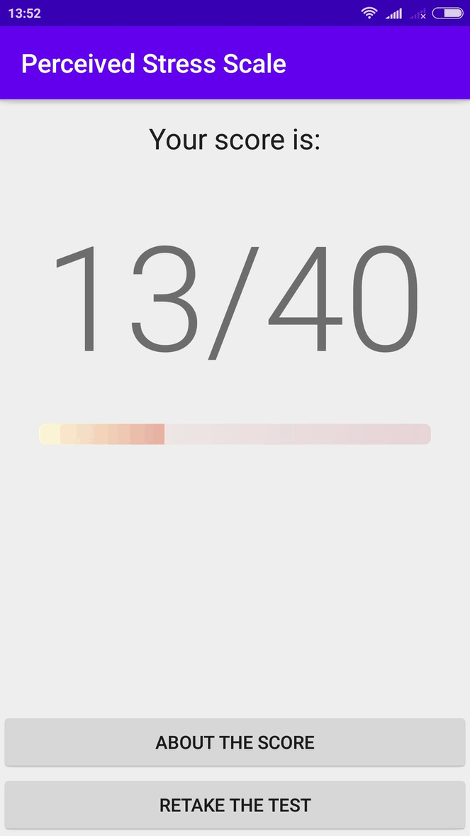 Perceived Stress Scale screenshot