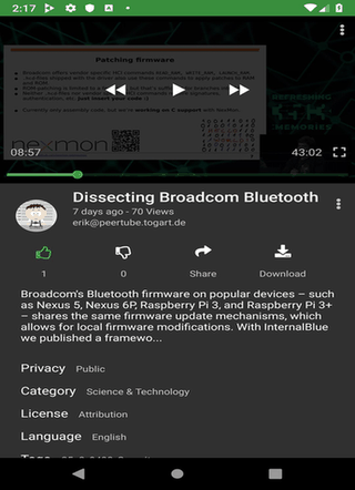 Thorium a PeerTube client screenshot