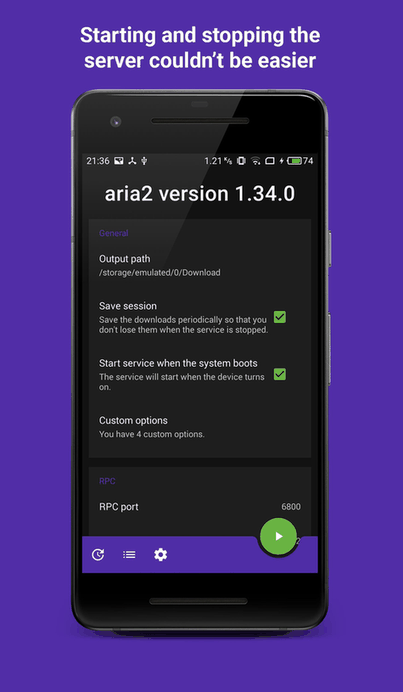 Aria2Android screenshot