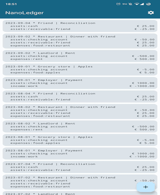 NanoLedger screenshot