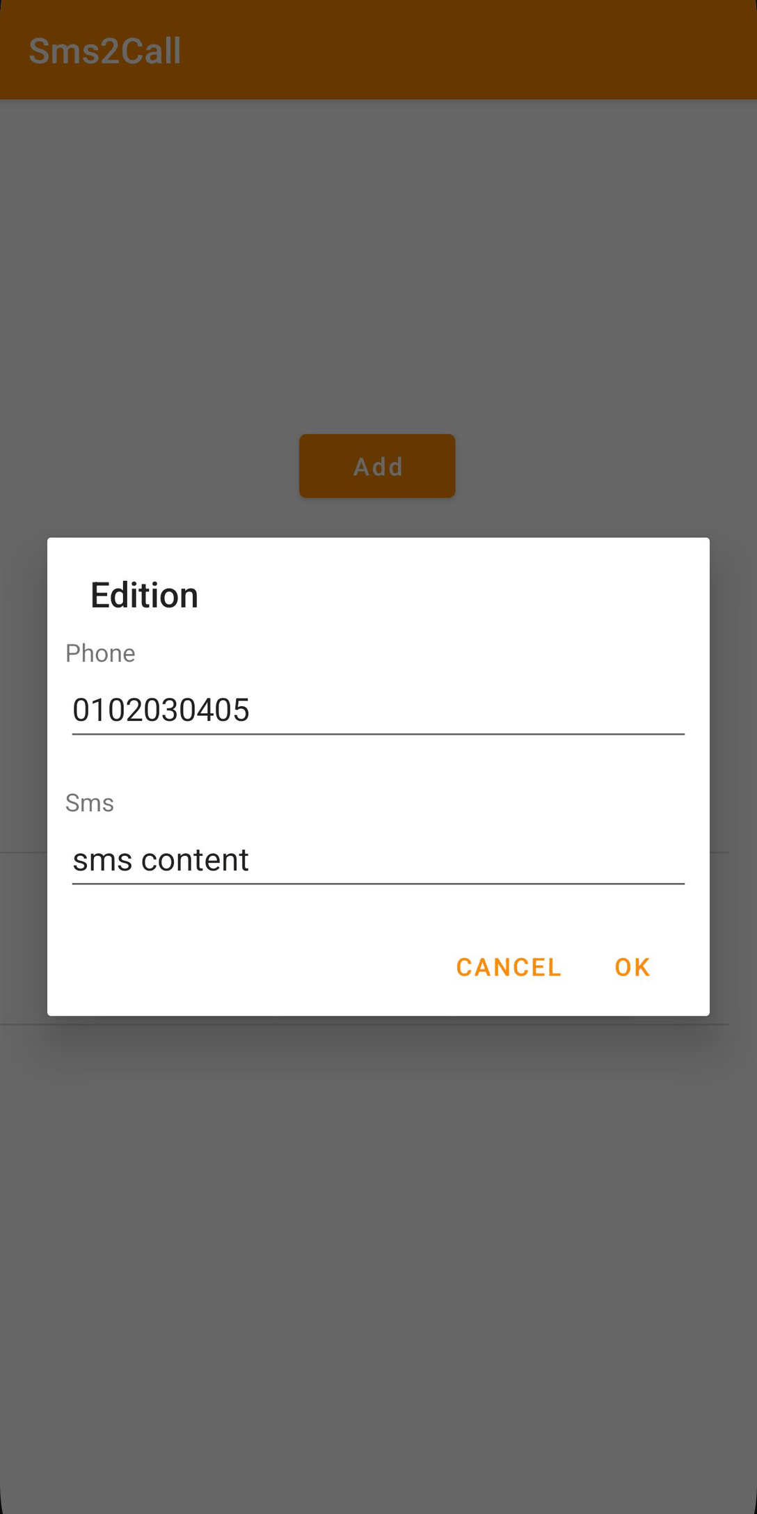 sms2call screenshot