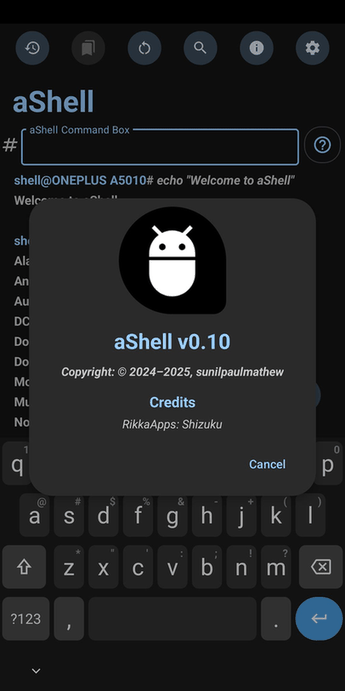 aShell screenshot