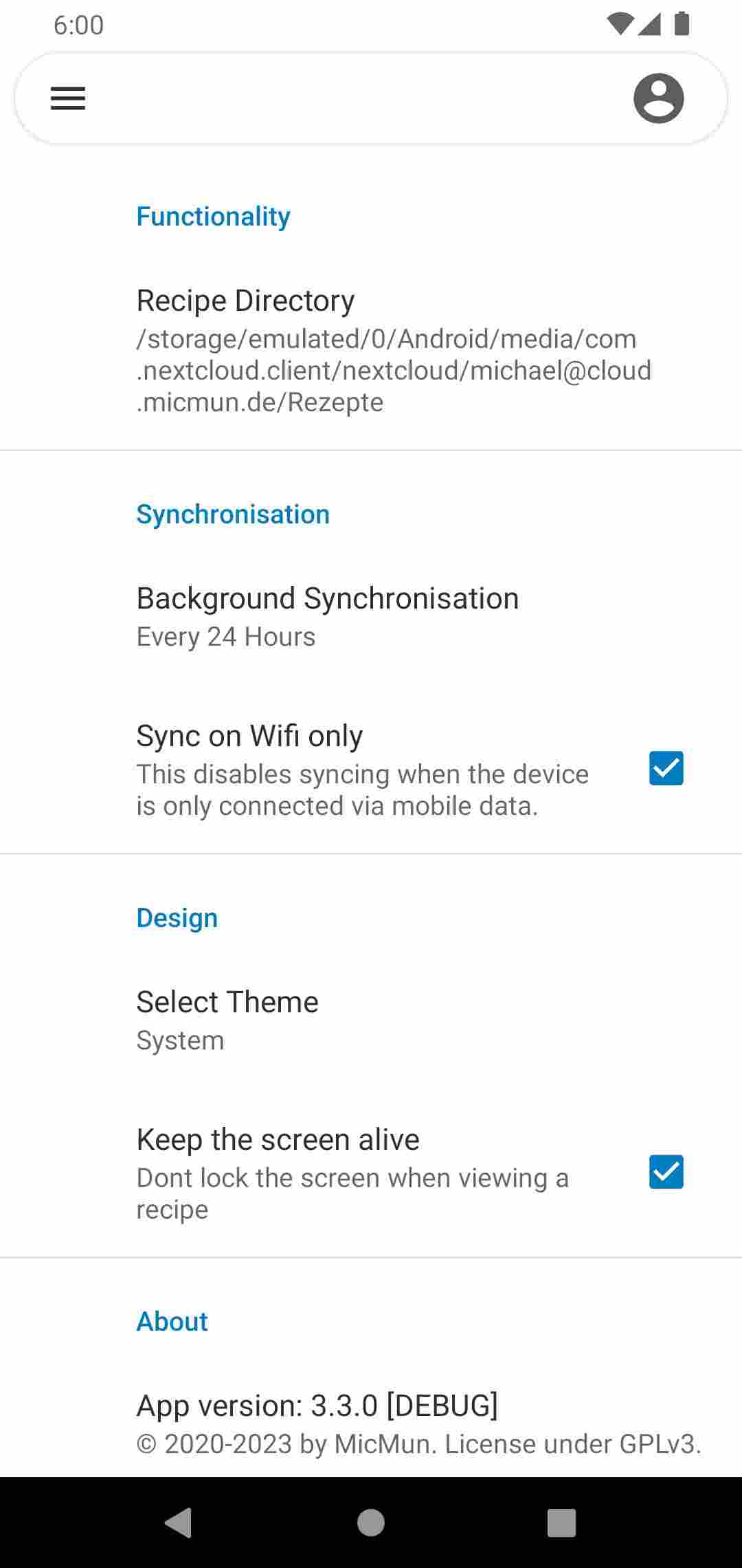 Nextcloud Cookbook screenshot