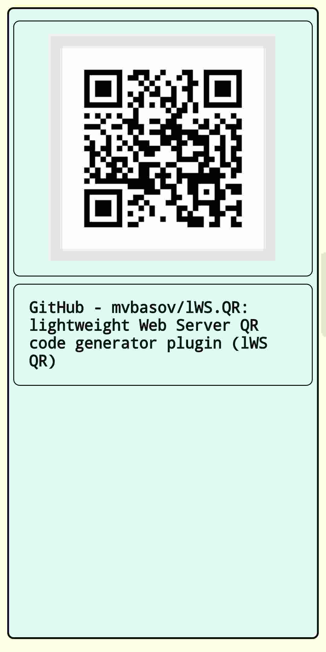 [lWS.QR] lightweight Web Server QR code screenshot