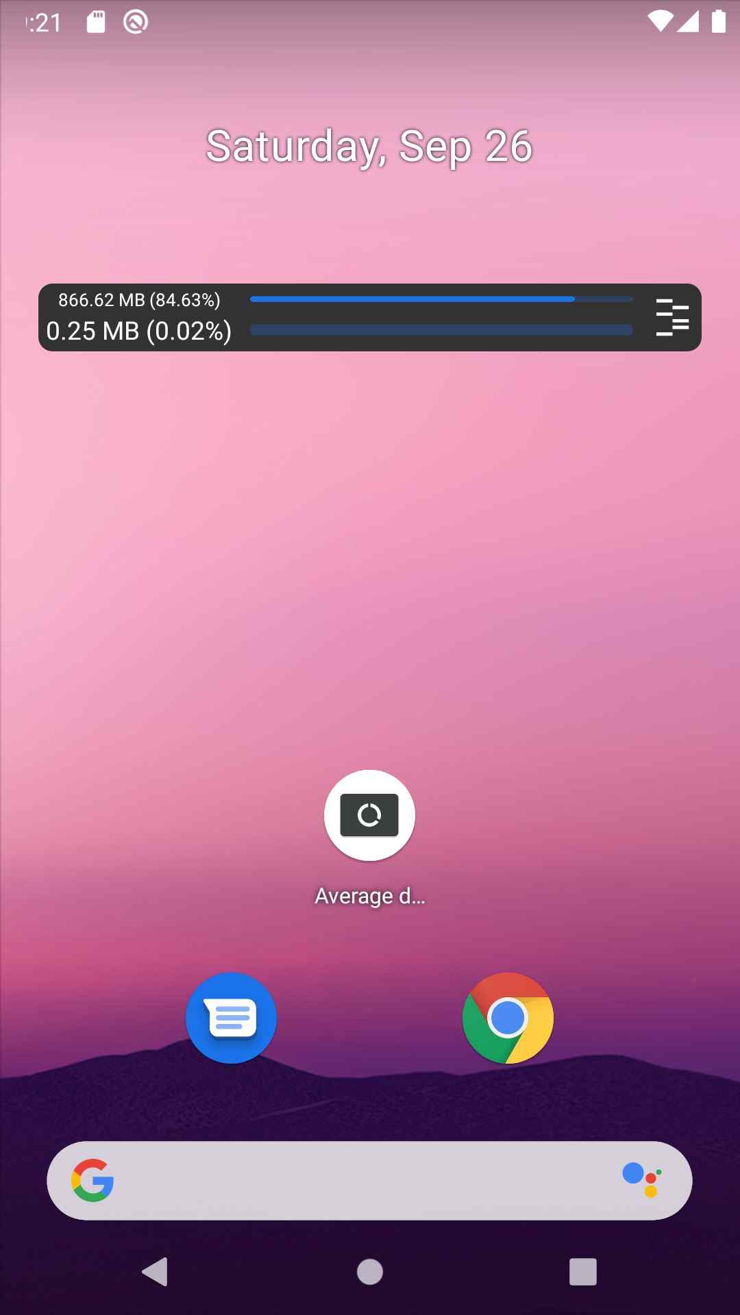 Average data usage widget screenshot