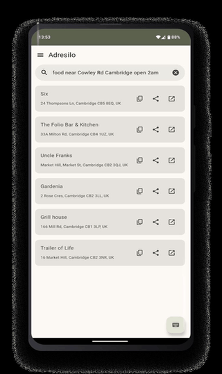 Adresilo screenshot
