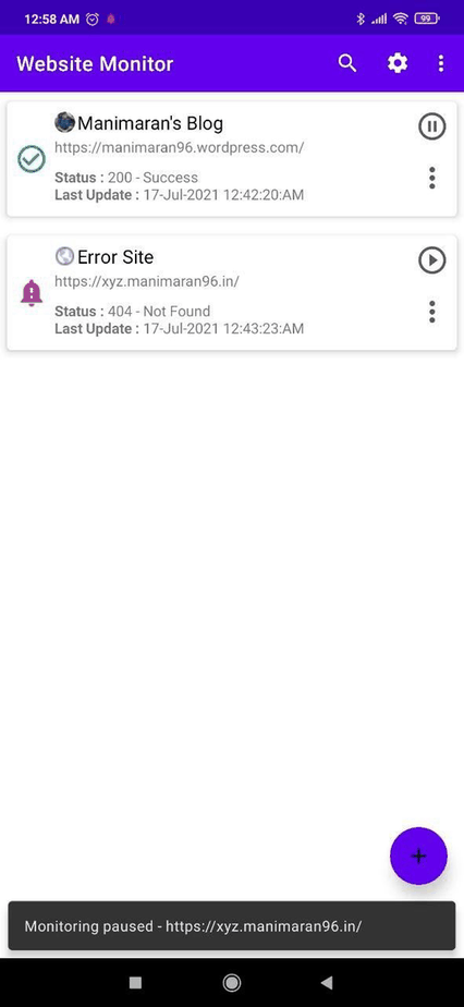 Website Monitor screenshot