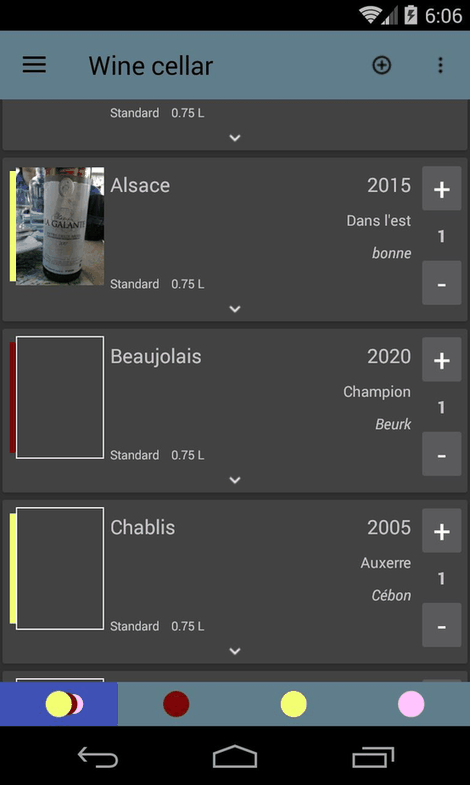 Wine cellar screenshot