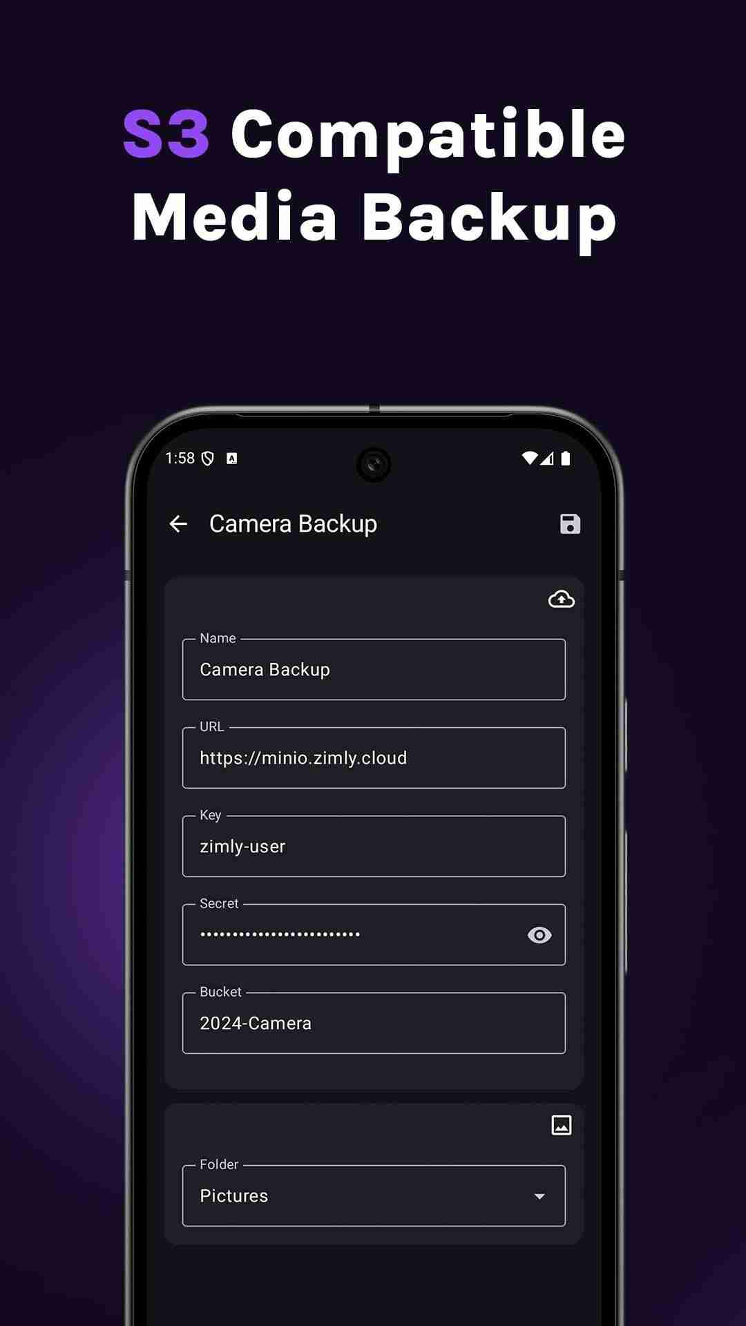 Zimly S3 Backup screenshot